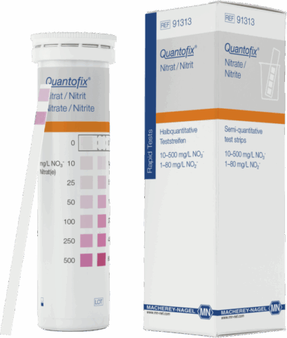Nitrat / Nitrit Halbquantitative Teststreifen 10-500 mg/L NO3, 1-80 mg/L NO2