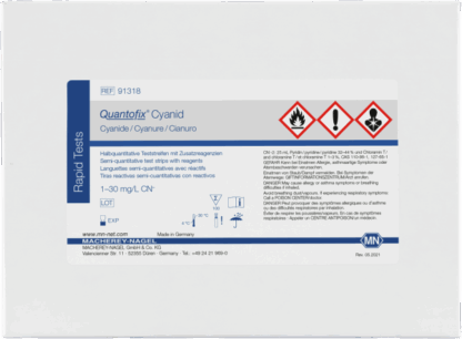 Cyanid Halbquantitative Teststreifen 100 Stück mit Zusatzreagenzien, 1-30 mg/L CN